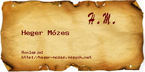 Heger Mózes névjegykártya